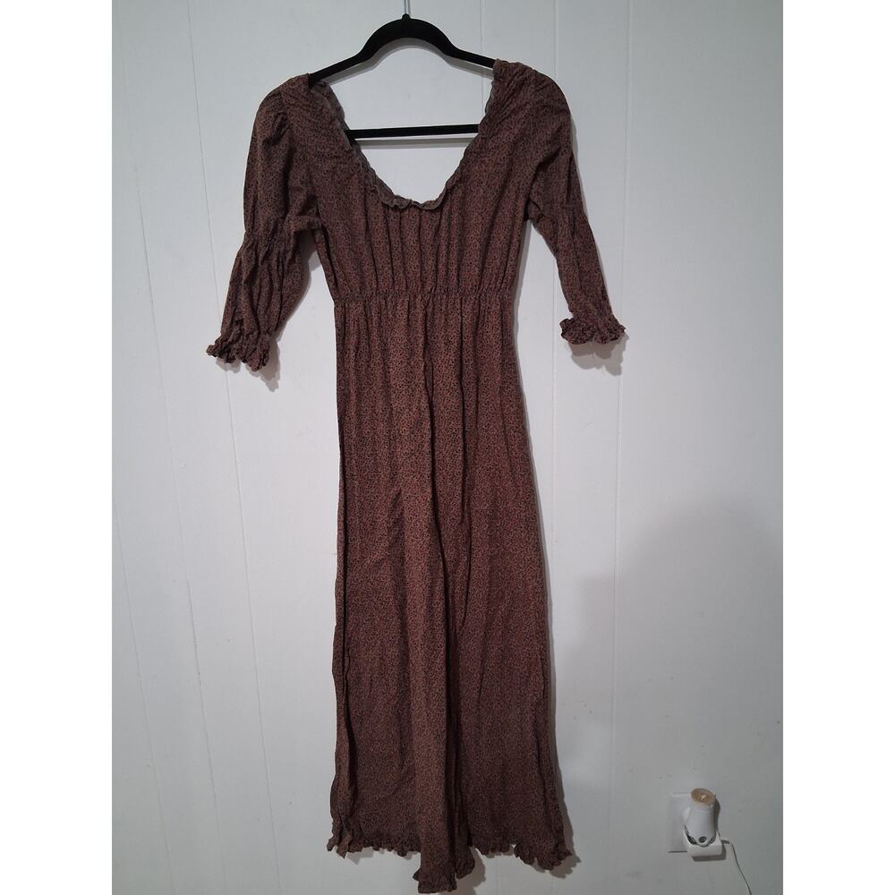 Funky People Womens Maxi Dress Size M Brown Boho Long Flowy Flowers